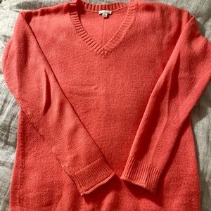 Neon coral (orange) GAP V-neck Wool Sweater